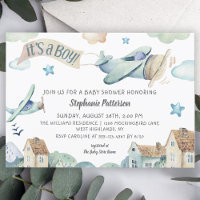 C'est un Baby shower Boy Cute Watercolor Avions