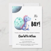 Invitation C'est un Baby shower Boy Cute Watercolor Dinosaur (Devant)