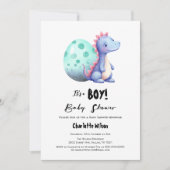 Invitation C'est un Baby shower Boy Cute Watercolor Dinosaur (Devant)