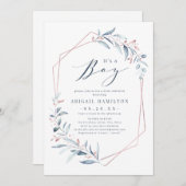 Invitation C'est un Baby shower Boy rose or bleu vert (Devant / Derrière)