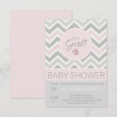 Invitation C'est un Baby shower Chevron rose/gris pour filles (Devant / Derrière)