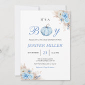 Invitation C'est un Baby shower Citrouille bleu garçon (Devant)