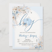 Invitation C'est un Baby shower Citrouille bleu garçon Pampas (Devant)