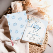 Invitation C'est un Baby shower Citrouille bleu garçon Pampas