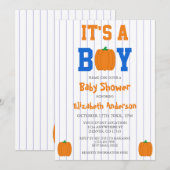 Invitation C'est un Baby shower Citrouille garçon (Devant / Derrière)