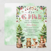 Invitation C'est un Baby shower d'animaux de bois (Devant / Derrière)