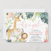 Invitation C'est un baby shower d'animaux de safari d'aquarel (Devant)