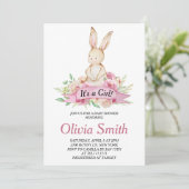 Invitation C'est un Baby shower d'aquarelle de lapin floral f (Debout devant)