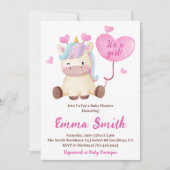 Invitation C'est un Baby shower d'aquarelle Girl Unicorn (Devant)