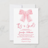 Invitation c'est un baby shower d'arc rose aquarelle fille (Devant)