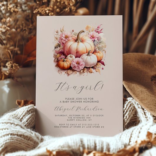 Invitation C'est un Baby shower d'automne Fille Florale Citro