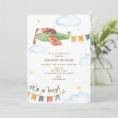 Invitation C'est un Baby shower d'avion de Garçon Bear (Debout devant)