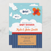 Invitation C'est un Baby shower d'avion garçon (Devant / Derrière)