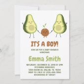 Invitation C'est un Baby shower d'Avocado mignonne à plaid (Devant)