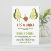 Invitation C'est un Baby shower d'Avocado mignonne pour fille (Debout devant)