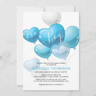 Invitation C'est un Baby shower de ballon de Coeur de Garçon