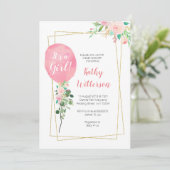 Invitation C'est un baby shower de ballon de rose de fille (Debout devant)