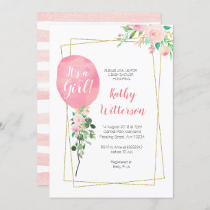 Invitation C'est un baby shower de ballon de rose de fille