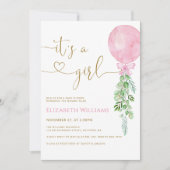 Invitation C'est un Baby shower de ballons rose fille (Devant)