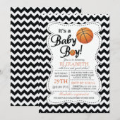 Invitation C'est un Baby shower de basket-ball pour bébé garç (Devant / Derrière)