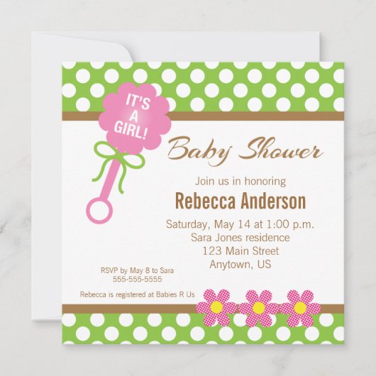 Invitation C'est un Baby shower de bétail pour bébé fille (Devant)