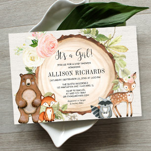 Invitation C'est un baby shower de bois rustique fleuri