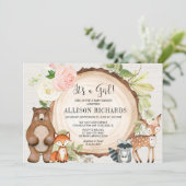Invitation C'est un baby shower de bois rustique fleuri (Debout devant)