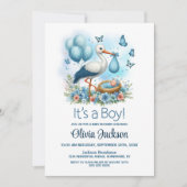 Invitation C'est un Baby shower de cigogne (Devant)