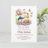 Invitation C'est un Baby shower de cigogne (Debout devant)