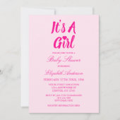 Invitation C'est un Baby shower de coeur de fille (Devant)