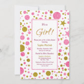 Invitation C'est un Baby shower de Confetti rose fille (Devant)