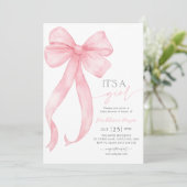Invitation C'est un Baby shower de coquette pour fille rose (Debout devant)