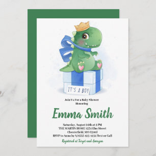 Invitation C'est un Baby shower de dinosaure d'aquarelle pour