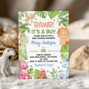 Invitation C'est un Baby shower de dinosaures