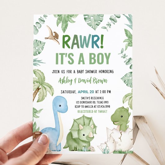 Invitation C'est un Baby shower de dinosaures