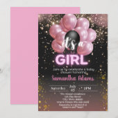 Invitation C'est un Baby shower de fille (Devant / Derrière)