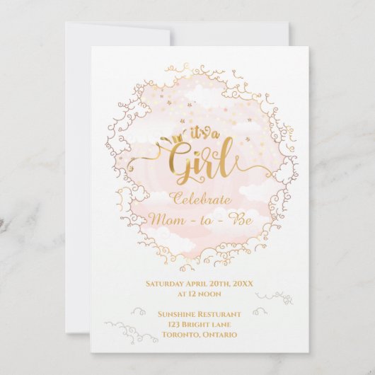 Invitation C'est un Baby shower de fille (Devant)