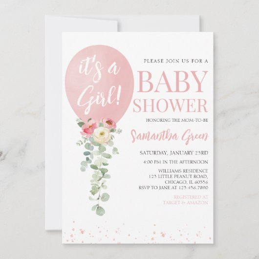 Invitation C'est un Baby shower de fille (Devant)