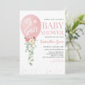 Invitation C'est un Baby shower de fille (Debout devant)