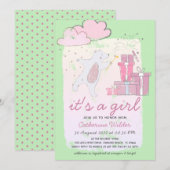 Invitation C'est un Baby shower de fille à naître (Devant / Derrière)