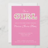 Invitation c'est un baby shower de fille, de fleurs et de pap (Devant)