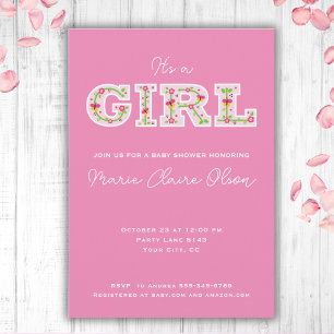 Invitation c'est un baby shower de fille, de fleurs et de pap