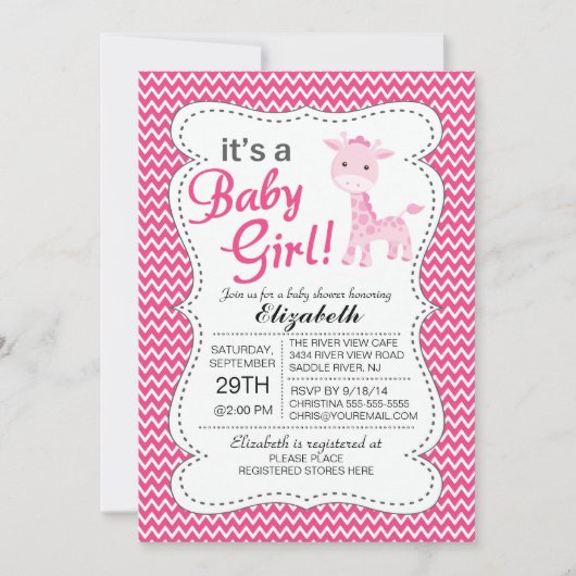 Invitation C'est un Baby shower de fille de petite fille rose (Devant)