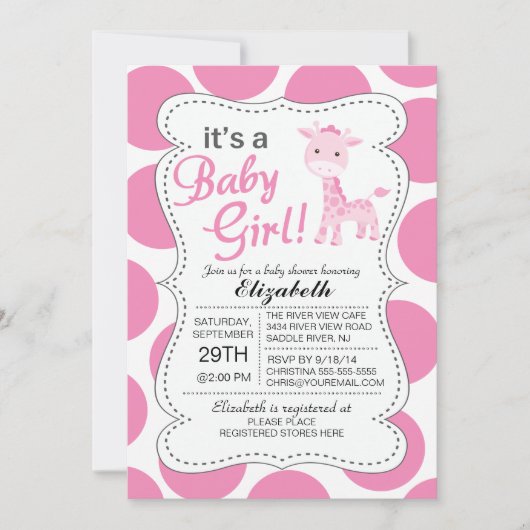 Invitation C'est un Baby shower de fille de petite fille rose (Devant)