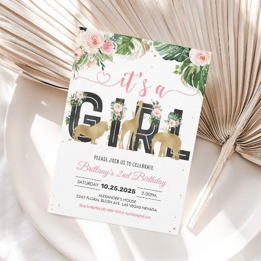 Invitation C'est un Baby shower de fille sauvage