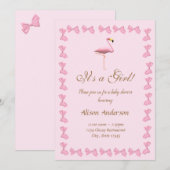 Invitation C'est un Baby shower de Flamant rose rose fille (Devant / Derrière)