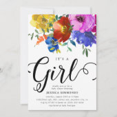 Invitation C'est un Baby shower de fleurs brillantes et audac (Devant)