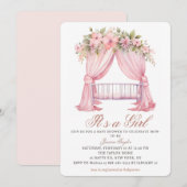 Invitation C'est un Baby shower de fleurs de printemps rose p (Devant / Derrière)