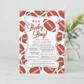 Invitation C'est un Baby shower de football pour bébé garçon (Debout devant)