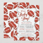 Invitation C'est un Baby shower de football pour bébé garçon (Devant / Derrière)